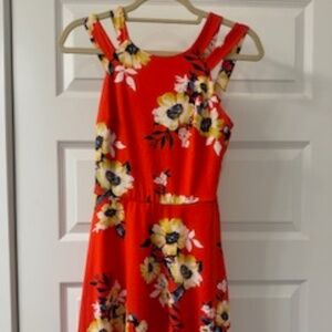 iZ Byer dress Tomato red w/ flowers - Small